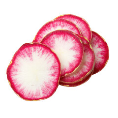  Radish slices, a finely cut Raphanus raphanistrum root, isolated [Transparent Background PNG]