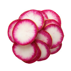  Radish slices, a finely cut Raphanus raphanistrum root, isolated [Transparent Background PNG]