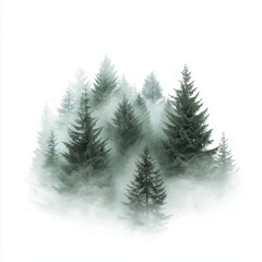 Obraz premium Misty Forest With Tall Pine Trees