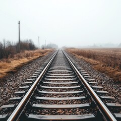 Fototapeta premium Railroad Tracks Stretching Into The Distance