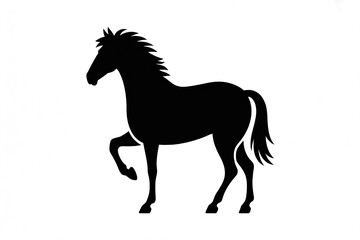 Obraz premium Black horse silhouette standing on white background