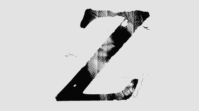 Black and white printed style type of a full screen individual letter with alpha for easy drag and drop overlays. Get the full alphabet set to create captions and words with a cool stop motion printed