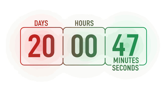 Countdown timer with 20 days 0 hours 47 minutes seconds left