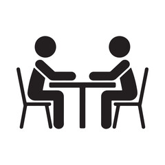 Fototapeta premium Two people sitting at a table in a simple icon