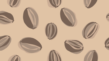 Obraz premium Seamless Pattern of Coffee Beans on Beige Background