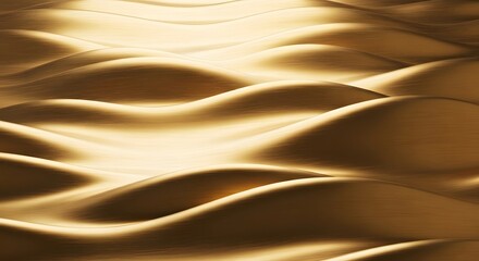Obraz premium Abstract visualization of smooth, undulating golden waves creating a luxurious and dynamic metallic surface texture background.