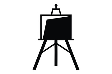 Fototapeta premium easel with canvas line art silhouette vector illustration