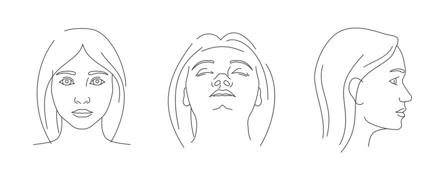 A woman's head in different positions
