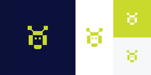 Obraz premium modern robot digital technology vector logo design