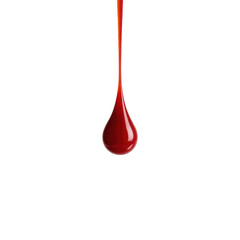 Obraz premium Red liquid drop falling isolated on a transparent background
