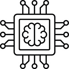 AI Brain inside Microchip Processor Vector
