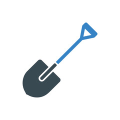Simple icon of a shovel for gardening or construction work tools