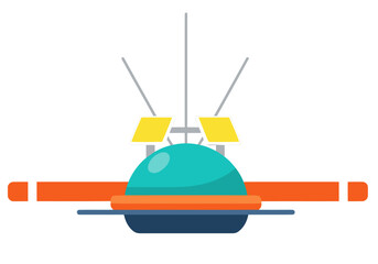 An intelligent data buoy floats on the water, showcasing modern technology and data collection. Clean, minimalist design with vibrant colors. Ideal for tech and data visuals. © Vector Factory