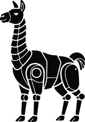 silhouette robotic llama standing sideways on white background vector design