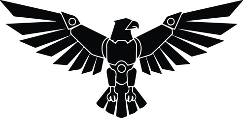 silhouette stylized eagle wings spread heraldic symbol vector design