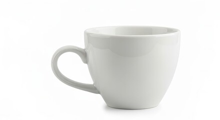 Elegant and Minimalist Single White Coffee Cup on a Pure White Backdrop for Modern Aesthetic Appeal