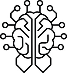 AI Brain and Microchip Fusion Concept Icon
