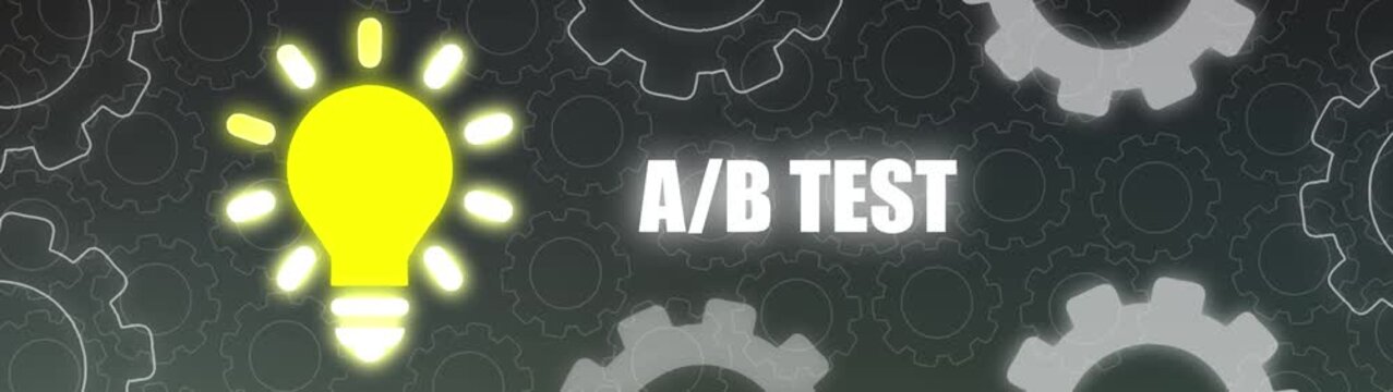 Illuminated Light Bulb with A/ BTEST Text and Gears Background ab test testing