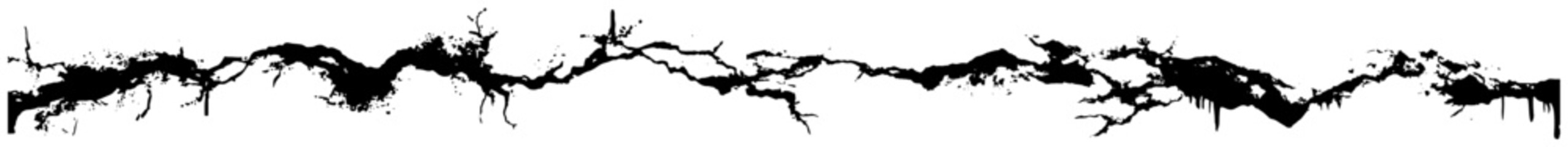 Long horizontal black grunge crack line vector illustration
