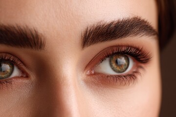 Obraz premium Close-up View of a Woman With Healthy Eyebrows and Lashes Showcasing Natural Beauty in a Bright Setting