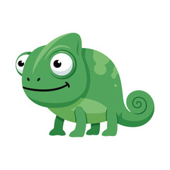 Obraz premium Cute Green Cartoon Chameleon Illustration