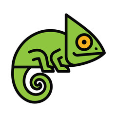 Fototapeta premium Cute Green Chameleon Reptile Icon Vector Illustration Isolated