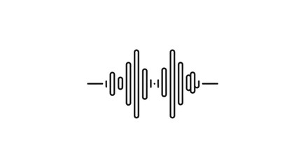 Abstract Black Sound Wave Equalizer Line for Audio Technology on Isolated White Background