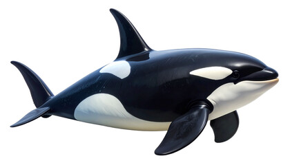 Fototapeta premium Realistic 3D render of an Orca, or killer whale, the majestic apex predator of the ocean. This beautiful marine mammal is shown full-length isolated on a transparent background for easy use.