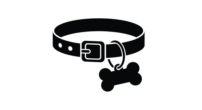 Black dog collar with bone charm a striking silhouette