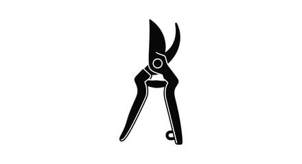 Black pruning shears displayed against a white background silhouette
