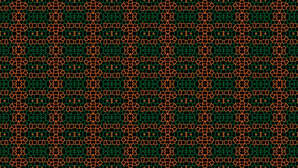 Green And Orange Abstract Mosaic Cellular Pattern