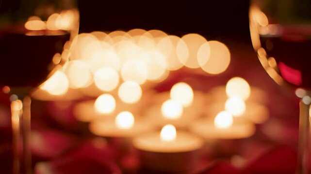 Warm golden bokeh lights create cozy ambiance in dark background