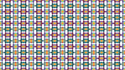 Retro Colorful Geometric Floral Seamless Pattern Grid