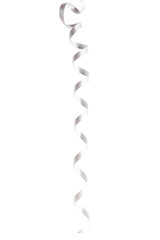 White serpentine streamer on white background. Party decoration