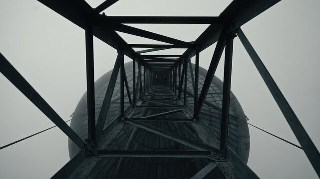 Abandoned Cold War Communication Station in the Fog