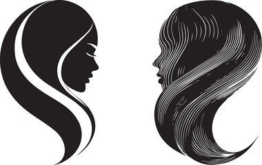 Modern woman head silhouette artistic vector logo design isolated on white background