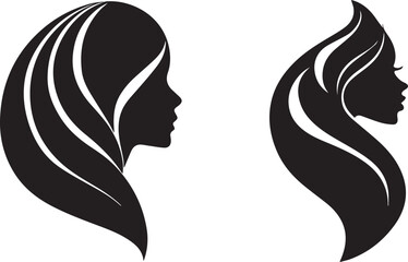 Modern woman head silhouette artistic vector logo design isolated on white background