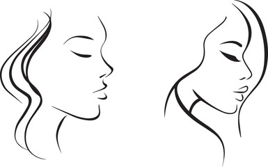 Modern woman head silhouette artistic vector logo design isolated on white background