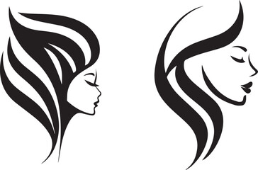 Modern woman head silhouette artistic vector logo design isolated on white background