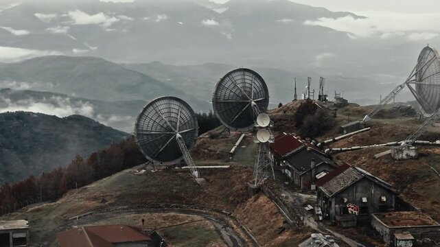 Abandoned Cold War Communication Station in the Fog