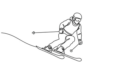 A dynamic skier in motion captured as a striking outline silhouette © mst