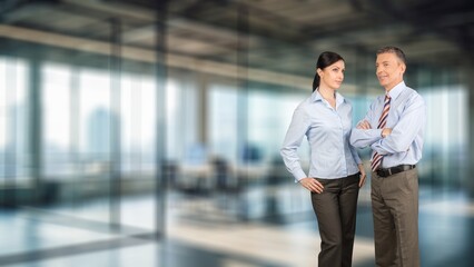 Fototapeta premium Happy businesswoman with colleagues working in the office.
