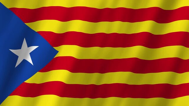 Estelada Blava Flag Waving, Catalan Independence Symbol 4K Background Animation