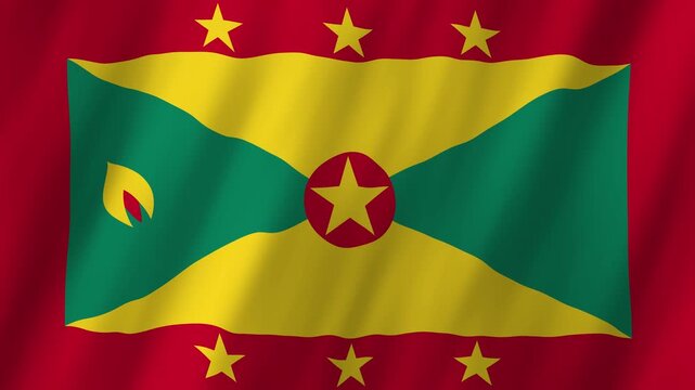 Grenada Flag Waving on Wind, Realistic 4K Background Animation