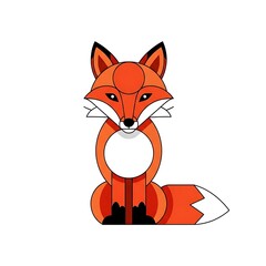 Obraz premium Geometric orange fox illustration sitting on a white background