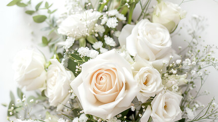 Obraz premium Sophisticated White Rose Bouquet Among Wildflowers