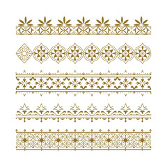 Elegant Gold Ornamental Borders Set on White Background