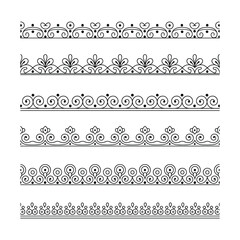Fototapeta premium Intricate Black and White Ornamental Border Patterns Collection