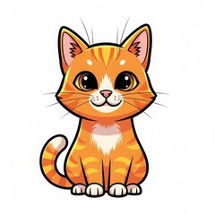 Obraz premium A cheerful cartoon kitten with bright orange and white fur sitting calmly.
