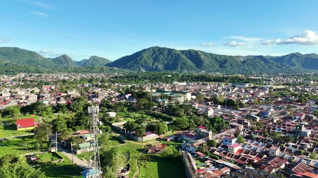 Aerial View of City and Mountain in Rodriguez Rizal, Philippines